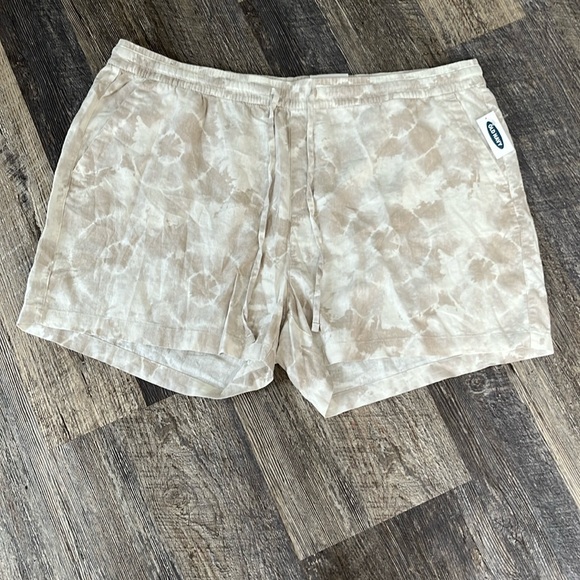 Old Navy loose fit drawstring shorts linen blend white cream elastic waist women - Picture 1 of 9